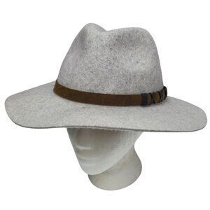 PISTIL Soho Wide Brim Hat Womens One Size Gray Wool Felt Fedora Cowgirl